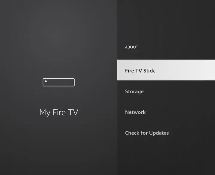 Settings › My Fire TV › About، ڈیوائس کا نام نمایاں